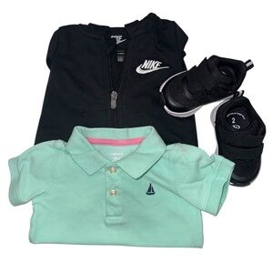 Bundle Carter's Mint Polo and Black Nike Top Set shoes size 2